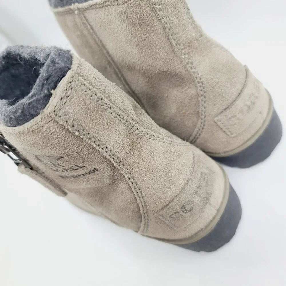 Sorel Women's Taupe Meadow Desert Leather Zipper Classic‎ Ankle Bootie Size 10